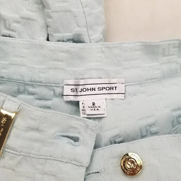 St John Turquoise Textured Logo "SJ" size 2 Pants - Picture 3 of 8